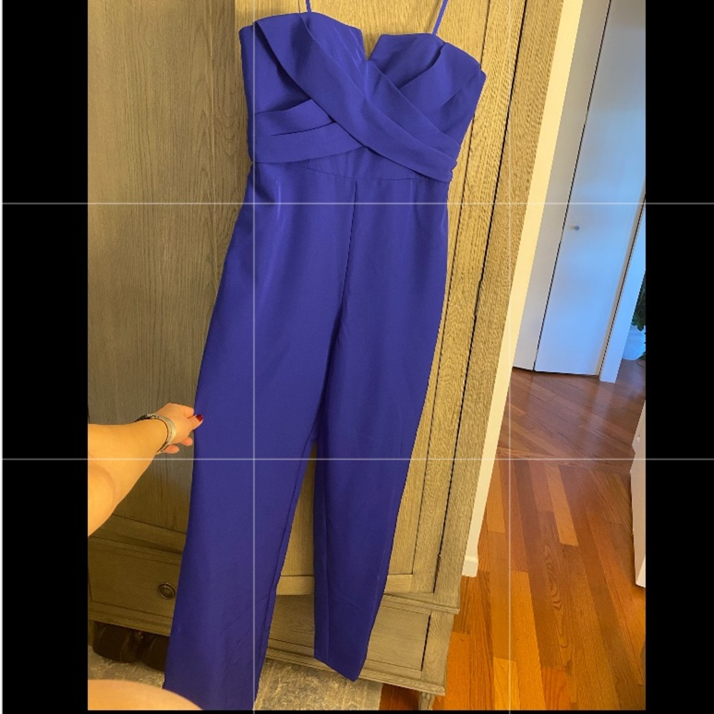 Aiden Mattox Royal Blue strapless jumpsuit with zipper - Size 12 - tags on